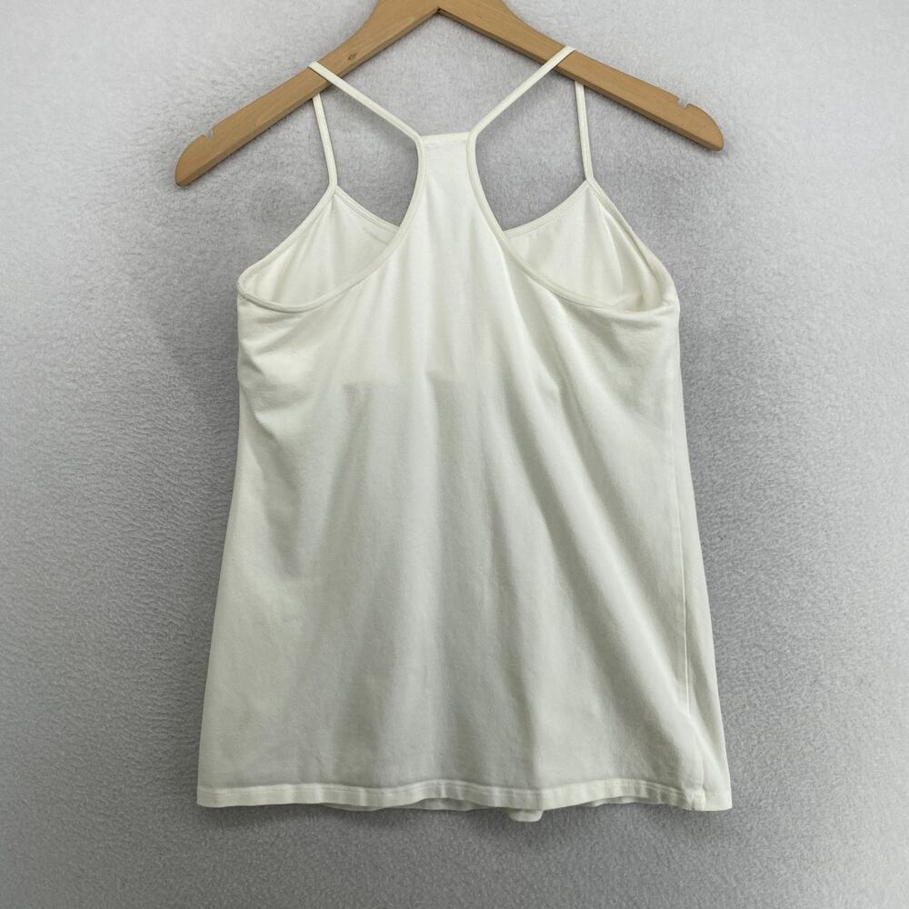 EILEEN FISHER Top S Stretch Organic Cotton Tank Racerback Shelf Bra White USA - Picture 2 of 11